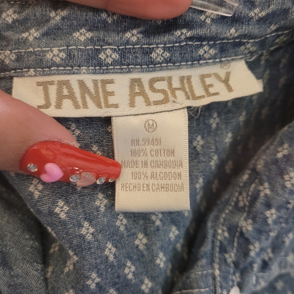 Vtg Jane Ashley Jean Button Up Maxi Dress/t372 - Picture 6 of 10